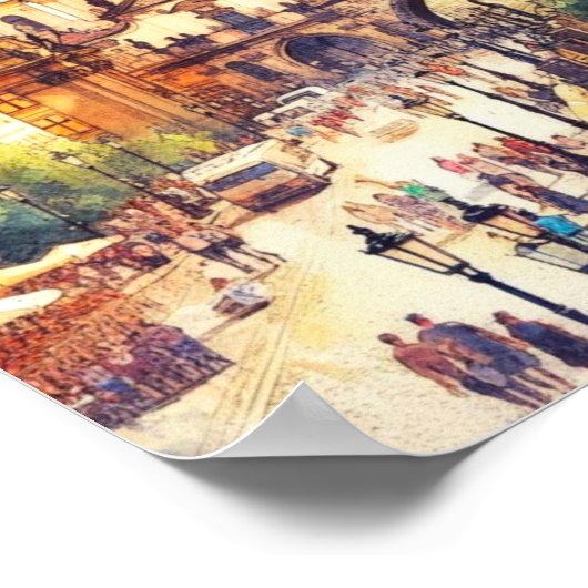 Charles Bridge Prag Tschechische Republik Wasserfa Poster (Ecke)