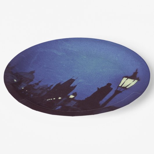 CHARLES-BRÜCKE BELEUCHTET PAPIERTeller (Schrägansicht)