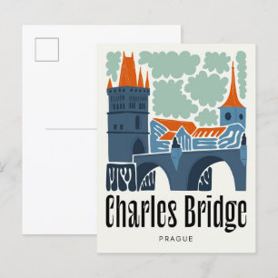 Charles-Brücke Prag Tschechien abstrakt Reise flor Postkarte