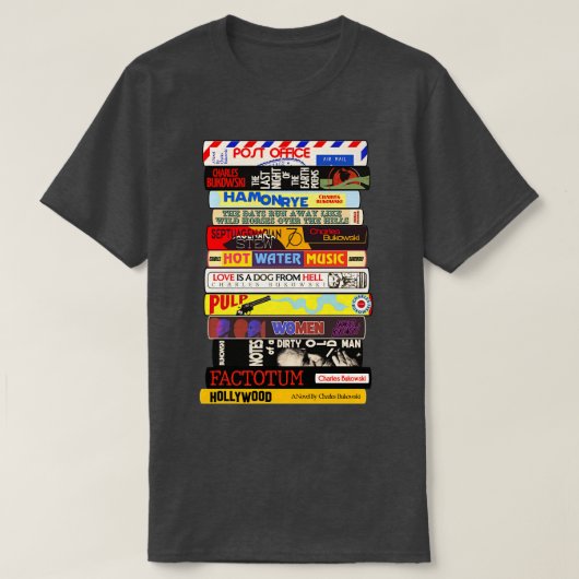 Charles Bukowski Books Stack T-Shirt (Design vorne)