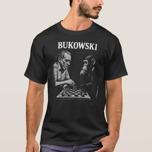 Charles Bukowski plays chess with monkey T-Shirt (Vorderseite)
