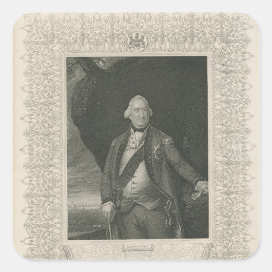 Charles Cornwallis Quadratischer Aufkleber (Vorderseite)