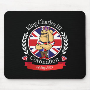 Charles Coronation English Bulldog in einer Krone Mousepad