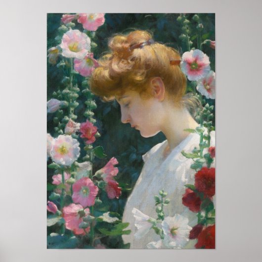 Charles Courtney Curran Hollyhocks und Sunlight Poster (Vorne)