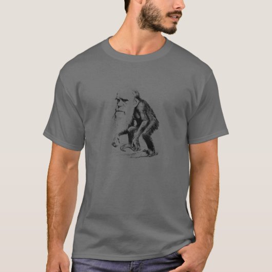 Charles Darwin as a Ape - Evolution T-Shirt (Vorderseite)