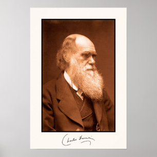 Charles Darwin, autographiert Poster