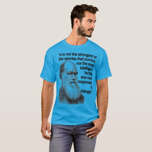 Charles Darwin Quote Evolution Pro Science Zitat T-Shirt (Vorne ganz)