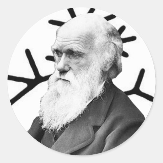 Charles Darwin Runder Aufkleber (Vorderseite)