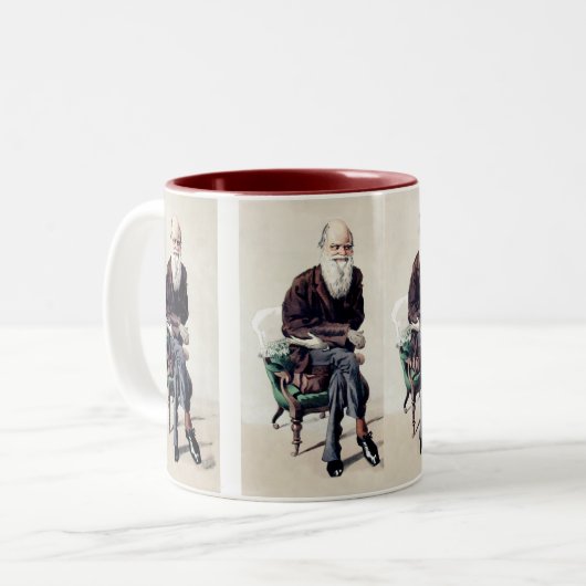 Charles Darwin Vanity Fair Illustration Zweifarbige Tasse (Vorderseite Links)