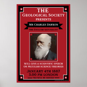 Charles Darwin Vintag Repro Retro Poster