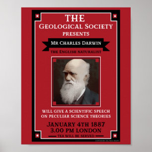 Charles Darwin Vintage Repro Retro Wandkunst Poster