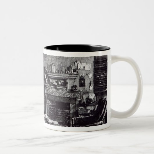 Charles Darwins Studie an unten bringen, 1882 Zweifarbige Tasse (Rechts)