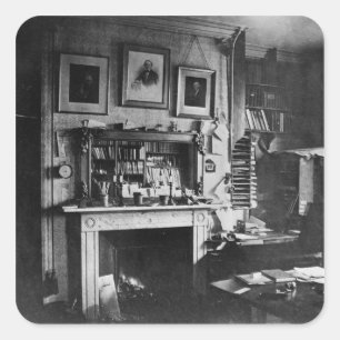 Charles Darwins Studie an unten bringen unter Quadratischer Aufkleber