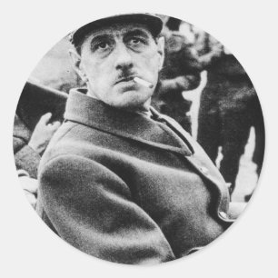 Charles De Gaulle Military Portrait Runder Aufkleber