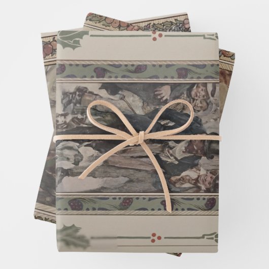 Charles Dickens' A Christmas Carol 1914 Gift Wrap  Geschenkpapier Set (Beispiel)