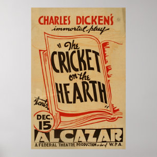 Charles Dickens Cricket on Hearth Vintag WPA Poster