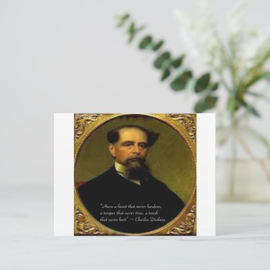 Charles Dickens & Heartfelt Zitat Postkarte (Stehend Vorderseite)