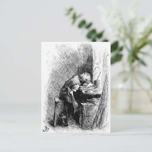 Charles Dickens in der Blacking Factory und Postkarte (Stehend Vorderseite)