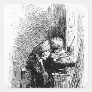 Charles Dickens in der Blacking Factory und Quadratischer Aufkleber