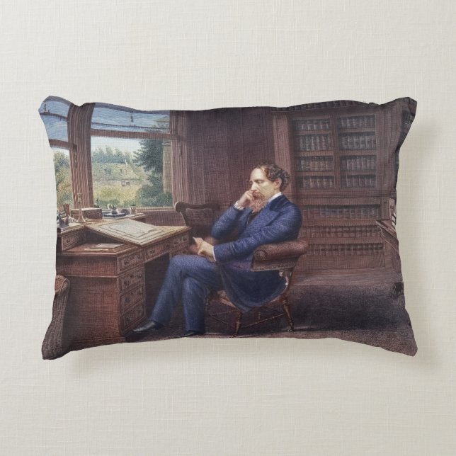 Charles Dickens in seiner Studie Dekokissen (Vorderseite)