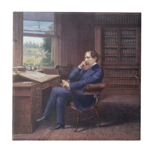 Charles Dickens in seiner Studie Fliese