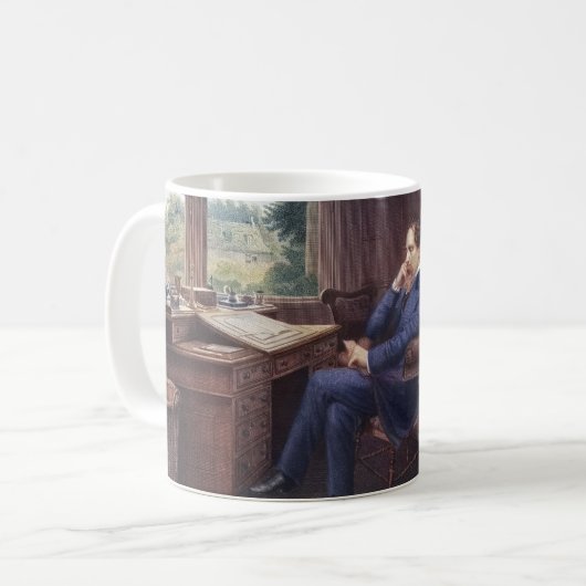 Charles Dickens in seiner Studie Kaffeetasse (Vorderseite Links)