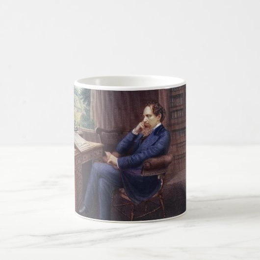 Charles Dickens in seiner Studie Kaffeetasse (Mittel)