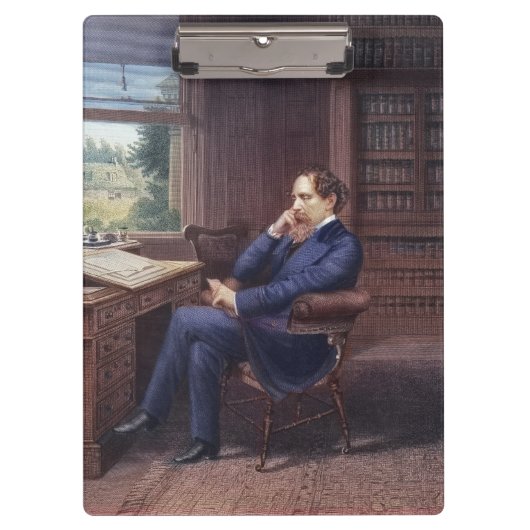 Charles Dickens in seiner Studie Klemmbrett (Vorderseite)