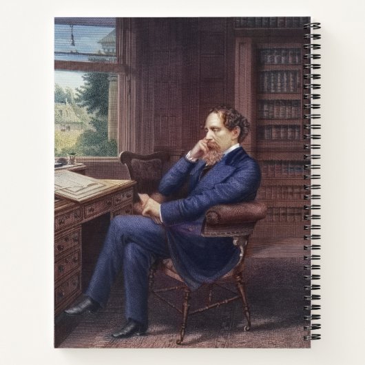 Charles Dickens in seiner Studie Notizblock (Rückseite)
