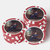 Charles Dickens in seiner Studie Pokerchips (Stapel)