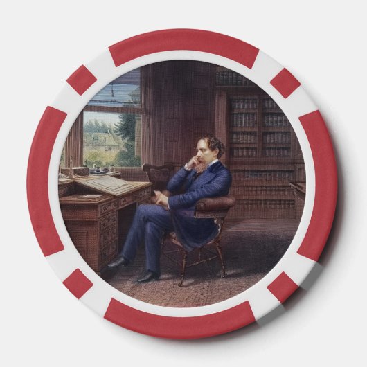 Charles Dickens in seiner Studie Pokerchips (Rückseite)