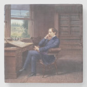 Charles Dickens in seiner Studie Steinuntersetzer (Vorderseite)