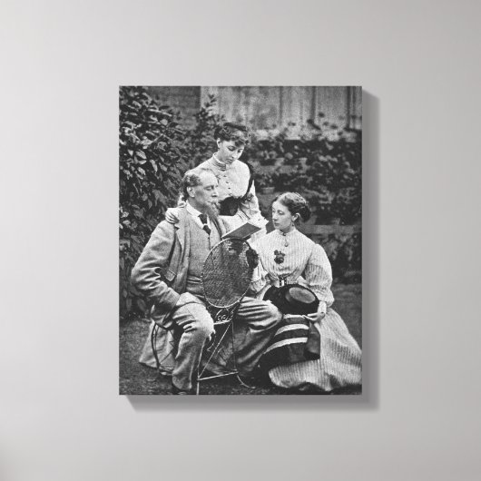 Charles Dickens mit zwei seiner Töchter Leinwanddruck (Vorderseite)