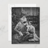 Charles Dickens mit zwei seiner Töchter Postkarte (Vorne/Hinten)