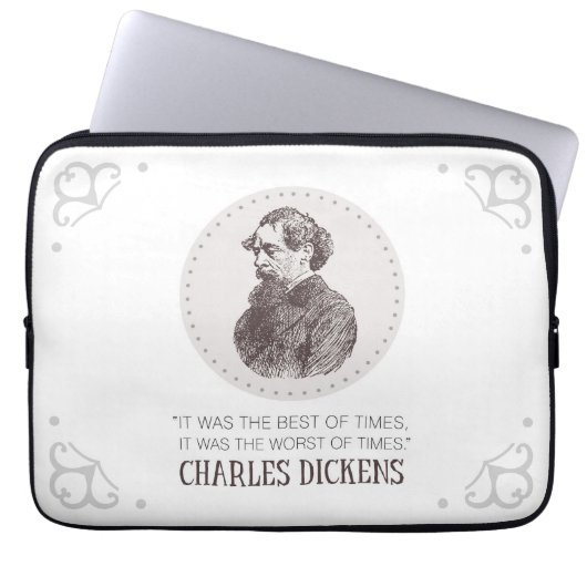 Charles Dickens Portrait und Zitat Laptopschutzhülle (Vorderseite)