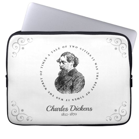 Charles Dickens Portrait und Zitat Laptopschutzhülle (Vorderseite)