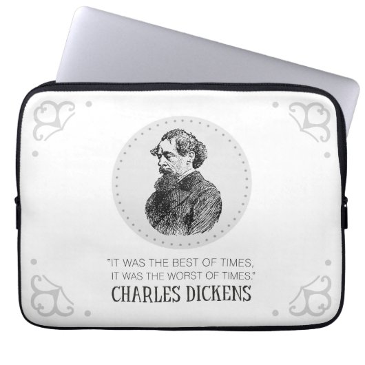 Charles Dickens Portrait und Zitat Laptopschutzhülle (Vorderseite)