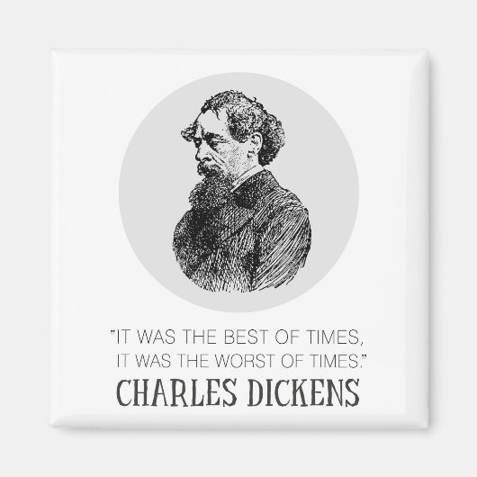 Charles Dickens Portrait und Zitat Magnet (Vorne)