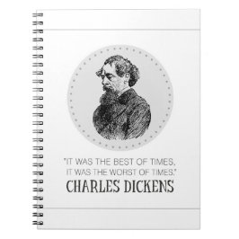 Charles Dickens Portrait und Zitat Notizblock
