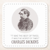 Charles Dickens Portrait und Zitat Rechteckiger Pappuntersetzer (Vorderseite)