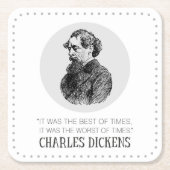 Charles Dickens Portrait und Zitat Rechteckiger Pappuntersetzer (Vorderseite)