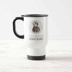 Charles Dickens Portrait und Zitat Reisebecher