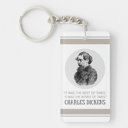 Charles Dickens Portrait und Zitat Schlüsselanhänger (Vorderseite)