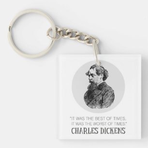 Charles Dickens Portrait und Zitat Schlüsselanhänger