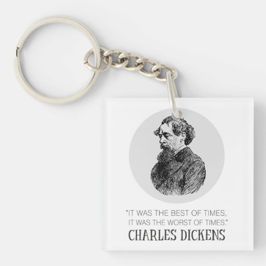 Charles Dickens Portrait und Zitat Schlüsselanhänger (Vorderseite)