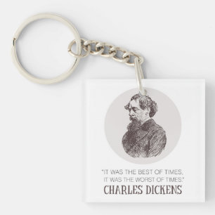 Charles Dickens Portrait und Zitat Schlüsselanhänger