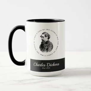 Charles Dickens Portrait und Zitat Tasse