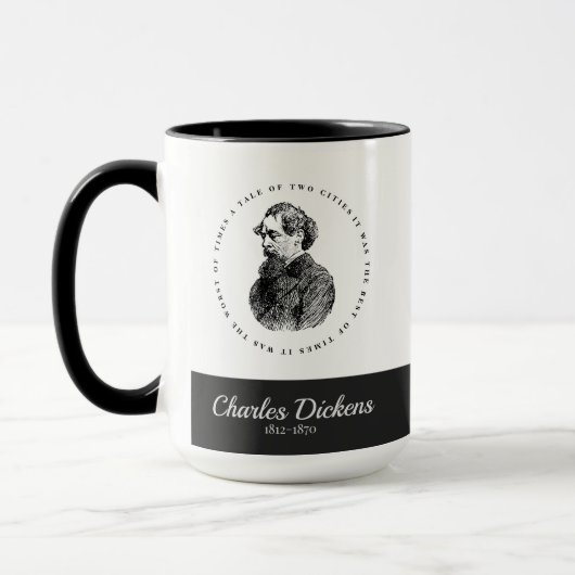Charles Dickens Portrait und Zitat Tasse (Links)