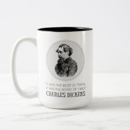 Charles Dickens Portrait und Zitat Zweifarbige Tasse