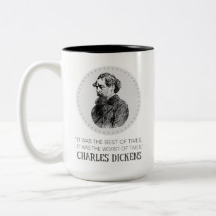 Charles Dickens Portrait und Zitat Zweifarbige Tasse